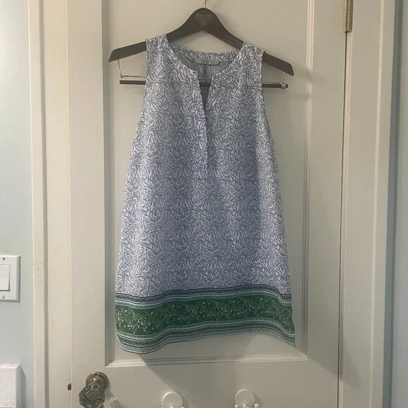 Dalia Sleeveless Top Women's size Large Green and Blue - Picture 2 of 6